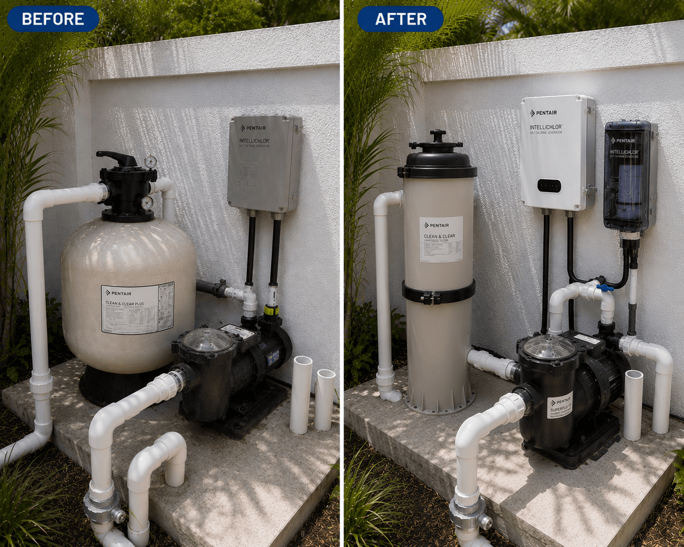 Pool equipment upgrade before and after South Florida